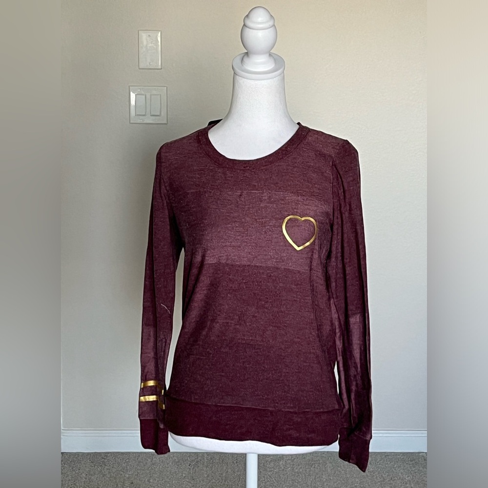 NWT Chaser Golden Heart Knit Longsleeve Pullover Size Small